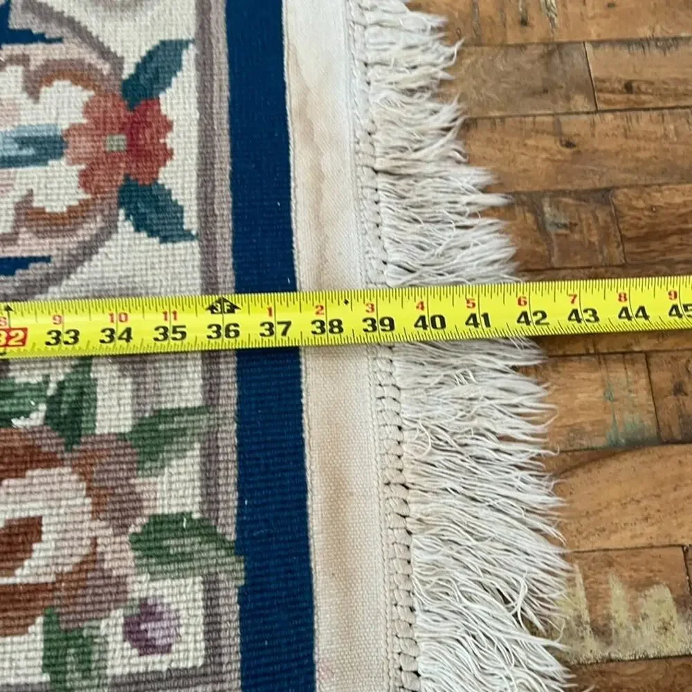 Blue Chinese Hand Knotted Aubusson Wool Rug 39